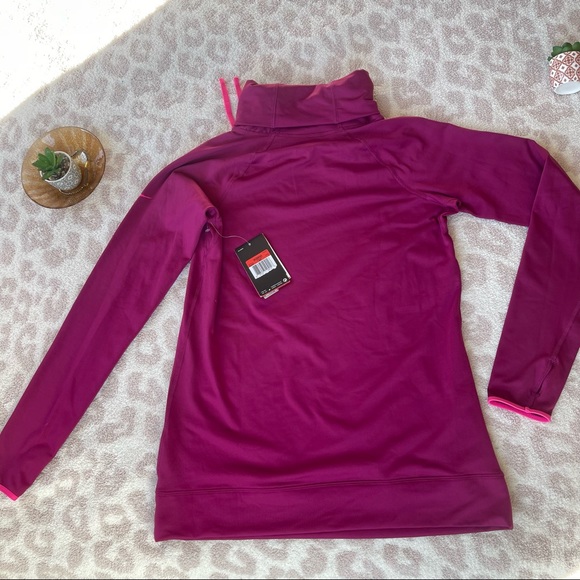 NWT NIKE PRO Dri-Fit Hyperwarm Series Side-Tie Pullover in Fuschia - Picture 6 of 8